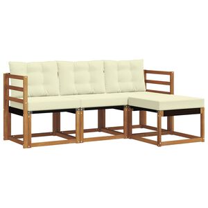 vidaXL Set de canapele de exterior cu pernă 4 pcs Natural și Crem
