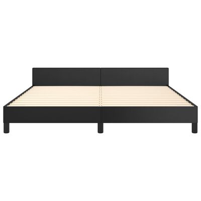 vidaXL Cadru de pat cu tăblie, negru, 160x200 cm, piele ecologică