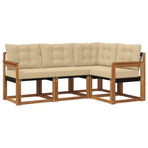 vidaXL Set de canapele de exterior cu pernă 4 pcs Natural și Bej