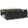 vidaXL Set mobilier de grădină cu perne, 9 piese, negru, poliratan