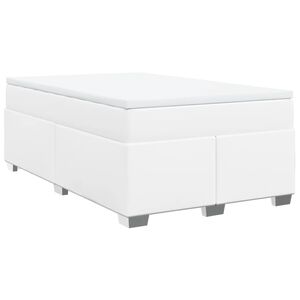 vidaXL Pat box spring cu saltea, alb, 120x190 cm, piele ecologică