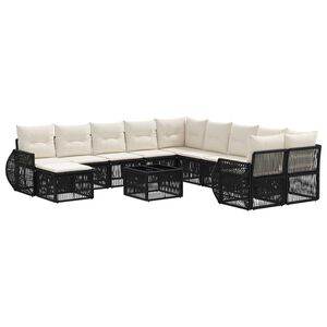 vidaXL Set de canapele pentru grădină 12 pcs Negru poliratan