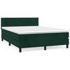 vidaXL Pat box spring cu saltea, verde &icirc;nchis, 140x190 cm, catifea