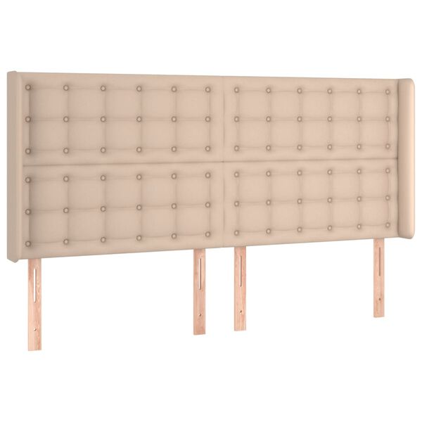 vidaXL Tăblie pat cu aripioare cappuccino 203x16x118/128 cm piele eco