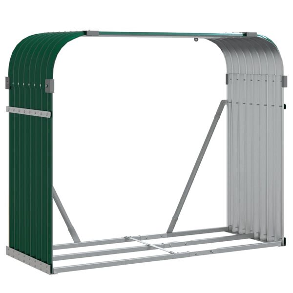 vidaXL Suport pentru bușteni, verde, 120x45x100 cm, oțel galvanizat