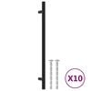 vidaXL M&acirc;nere de dulap, 10 buc., negru, 224 mm, oțel inoxidabil