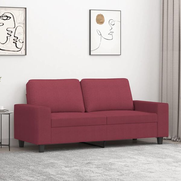 vidaXL Canapea cu 2 locuri, roșu vin, 140 cm, material textil