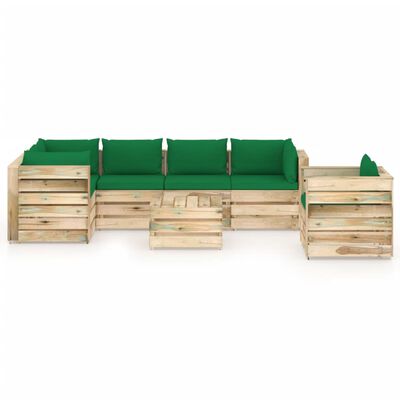 vidaXL Set mobilier de grădină cu perne, 7 piese, lemn verde tratat