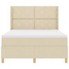 vidaXL Pat cu arcuri cu saltea cu headboard Crem 160 x 200 cm țesătură