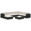 vidaXL Set mobilier de grădină cu perne, 8 piese, negru, poliratan