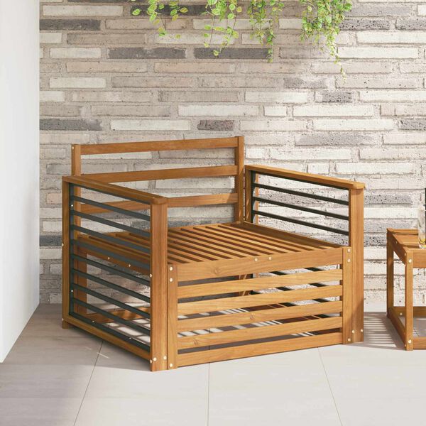 vidaXL 2 Bucată Sofa cu Brațe Lemn Solid de Acacia natural