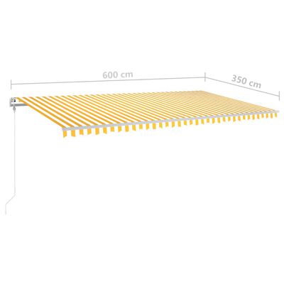vidaXL Copertină retractabilă manual cu LED, galben&alb, 6x3,5 m