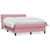 vidaXL Pat box spring cu saltea, roz, 140x220 cm, catifea