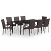 vidaXL Set mobilier de grădină, 9 piese, maro și negru