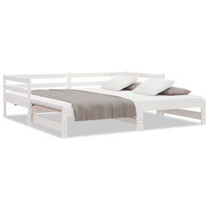 vidaXL Pat extensibil de zi, alb, 90x200 cm, lemn masiv de pin