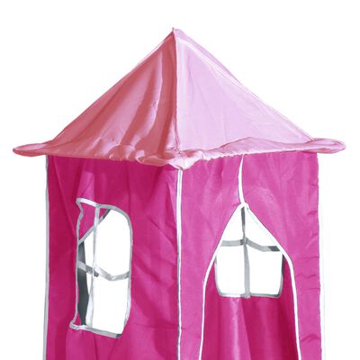 vidaXL Pat etajat de copii cu turn, roz, 80x200 cm, lemn masiv pin