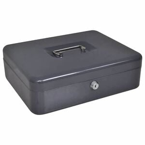 vidaXL Cutie de Bani cu blocare Gri &icirc;nchis 30 x 24 x 9 cm Oțel