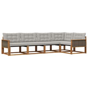 vidaXL Set de canapele de exterior 5 buc. Natural și gri deschis