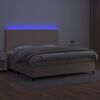 vidaXL Pat cu arcuri, cu saltea și LED cappuccino 200x200 cm piele eco