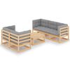 vidaXL Set mobilier de grădină cu perne, 6 piese, lemn masiv de pin