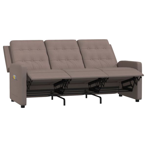 vidaXL Fotoliu de masaj rabatabil cu 3 locuri, gri taupe, textil