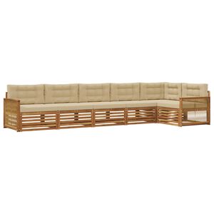 vidaXL Set de canapele de exterior cu pernă 6 pcs Natural și Bej
