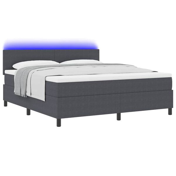 vidaXL Pat cu arc LED cu headboard Gri &icirc;nchis și alb 180 x 200 cm