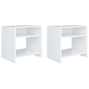 vidaXL Noptiere, 2 buc., alb, 40x30x40 cm, lemn prelucrat