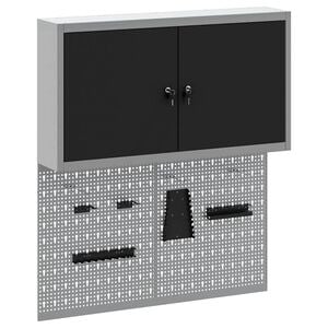 vidaXL Set dulap de unelte 3 buc. Negru Oțel vopsit electrostatic