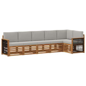 vidaXL Set canapea sectională cu pernă 5 pcs Natural și gri deschis