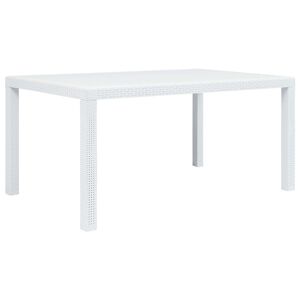 vidaXL Masă de grădină, alb, 150 x 90 x 72 cm, plastic, aspect ratan