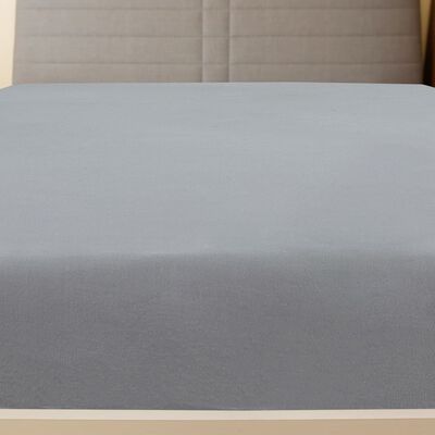 vidaXL Cearșaf de pat cu elastic, 2 buc., gri, 160x200 cm, bumbac