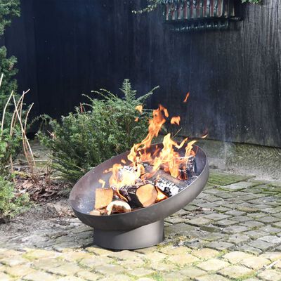 Esschert Design Bol pentru foc înclinat, negru, oțel FF402