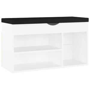 vidaXL Pantofar cu pernă, alb, 80x30x47 cm, lemn prelucrat