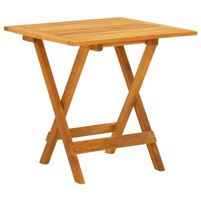 vidaXL Șezlong cu masă de exterior, lemn masiv de acacia și textilenă