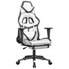 vidaXL Scaun de gaming masaj/suport picioare alb/negru piele eco