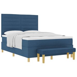 vidaXL Pat cu arcuri cu headboard albastru 200 x 140 cm țesătură