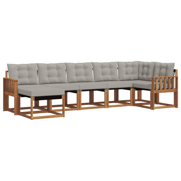 vidaXL Set de canapele de exterior 7 pcs Gri natural și deschis