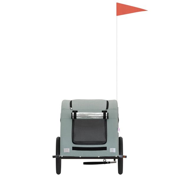 vidaXL Remorcă de bicicletă animale companie, gri, textil oxford/fier