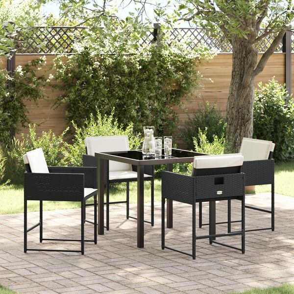 vidaXL Set de masă pentru grădină 5 pcs Gri deschis Rattan poli
