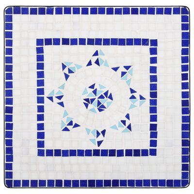 vidaXL Masă de bistro mozaic, albastru și alb, 60 cm, ceramică
