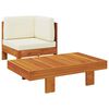 vidaXL Set mobilier grădină perne alb/crem, 2 piese, lemn masiv acacia