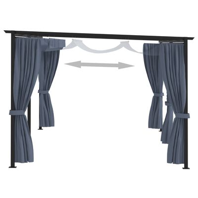 vidaXL Pavilion cu draperii, antracit, 3 x 6 m, oțel