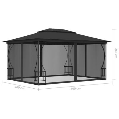 vidaXL Pavilion cu plase, antracit, 300 x 400 x 265 cm