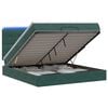 vidaXL Pat Ottoman cu Saltea și LED Verde &icirc;nchis 140 x 190 cm Catifea