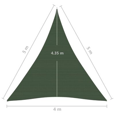 vidaXL Pânză parasolar, verde închis, 4x5x5 m, HDPE, 160 g/m²