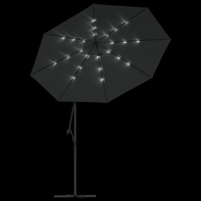 vidaXL Umbrelă suspendată cu LED și stâlp din oțel, antracit, 300 cm