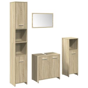 vidaXL Set mobilier de baie, 4 piese, stejar sonoma, lemn prelucrat