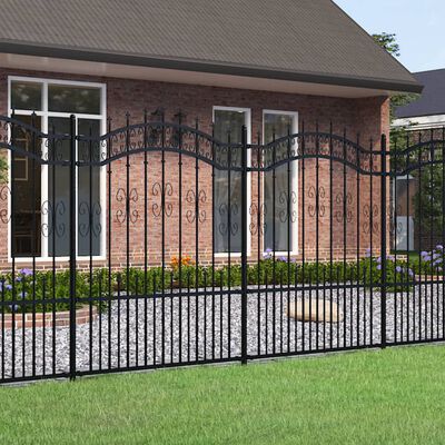 vidaXL Gard grădină cu vârfuri negru 190 cm oțel vopsit electrostatic