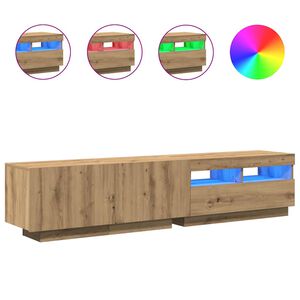 vidaXL Dulap TV cu LED stejar artizanal 180x35x40 cm lemn prelucrat